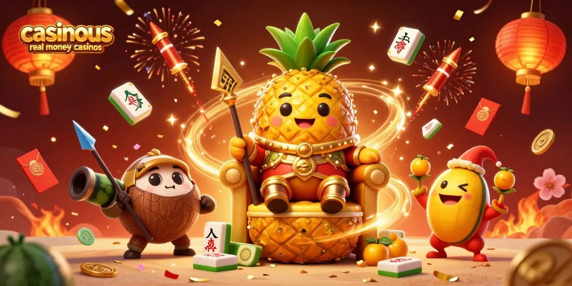 Experience the excitement at casinous real money casinos with vibrant casino-themed 3D illustration.