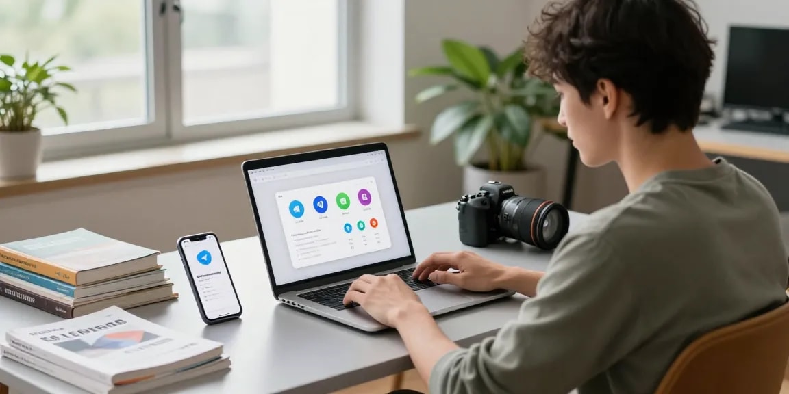 Configure Telegram Chinese Version on a modern workspace setup for effective communication.