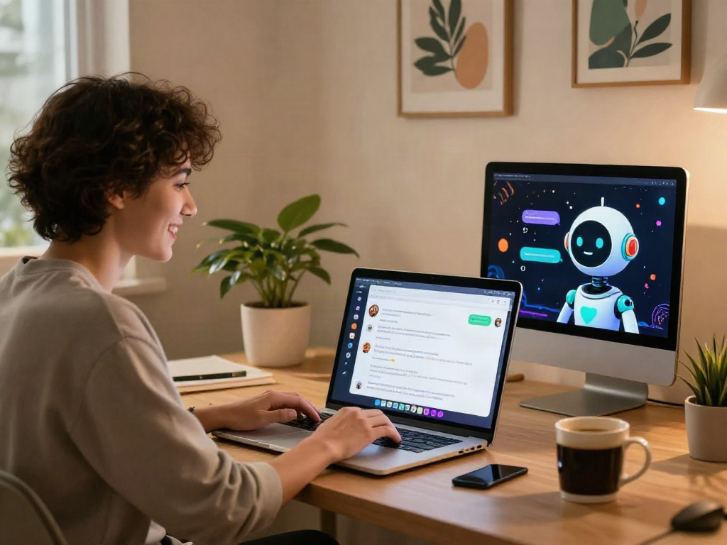 Engaging spicy chat AI conversation in a cozy home office