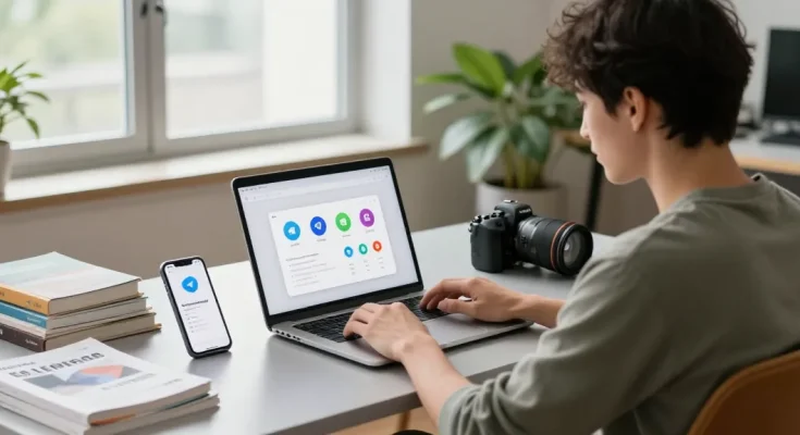 Configure Telegram Chinese Version on a modern workspace setup for effective communication.